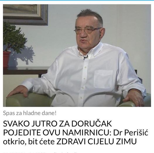 SVAKO JUTRO ZA DORUČAK POJEDITE OVU NAMIRNICU: Dr Perišić otkrio, bit ćete ZDRAVI CIJELU ZIMU